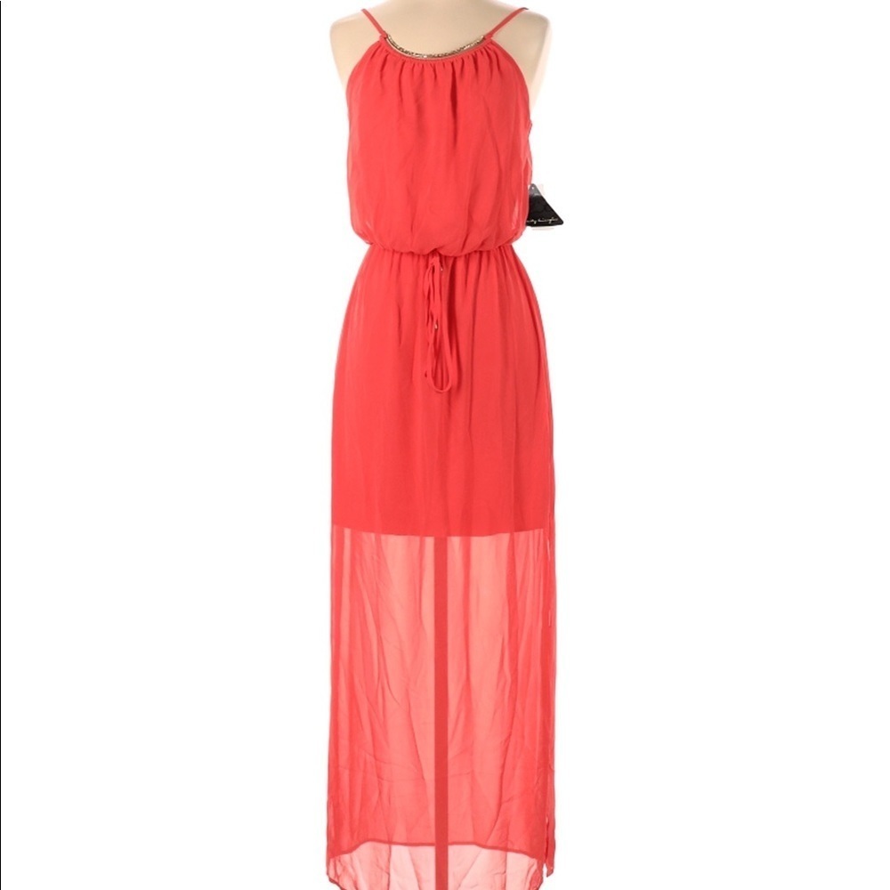 City Triangles Small Coral Pink Orange Maxi Casual Dress